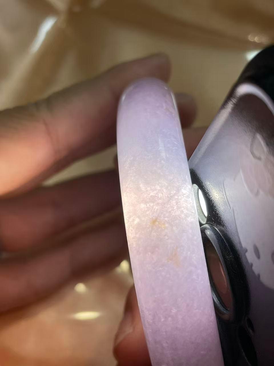 糯冰种紫罗兰洒金圆条手镯（57.3mm）（yc228032）