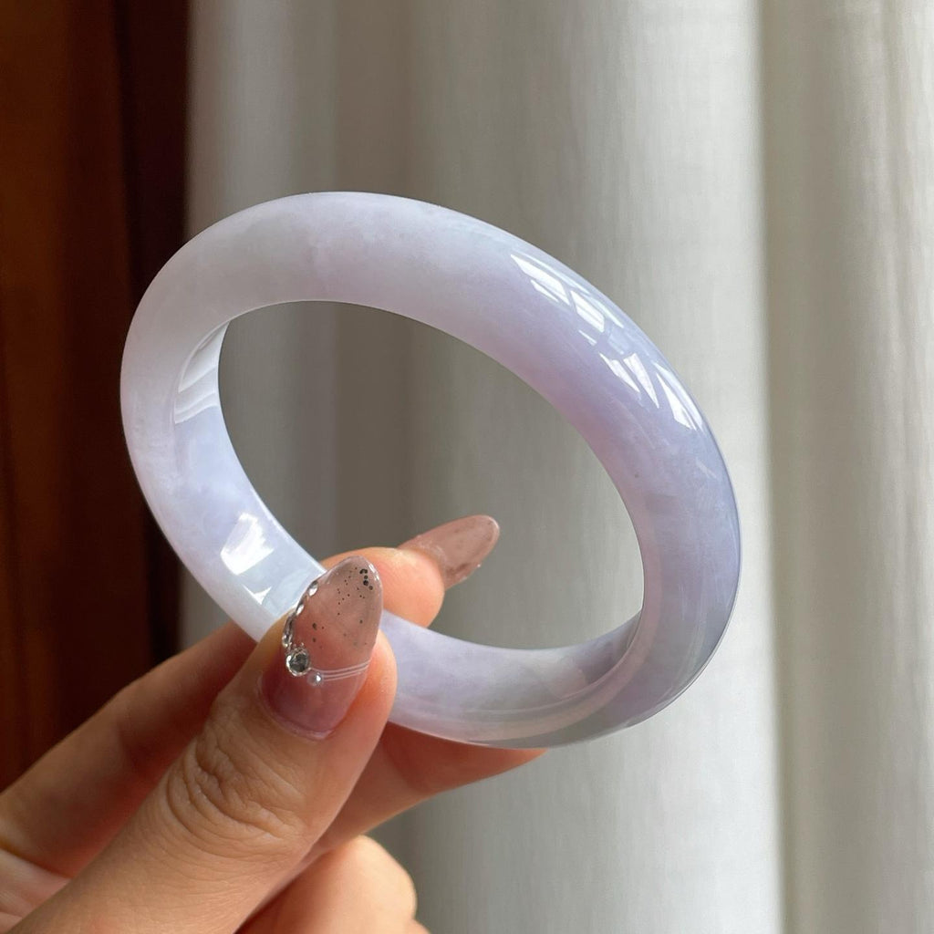 细糯冰紫罗兰翡翠平安镯（56.8mm）（yc185597）
