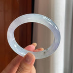 冰种紫罗兰带水墨花翡翠平安镯(58.3mm)（yc423144）