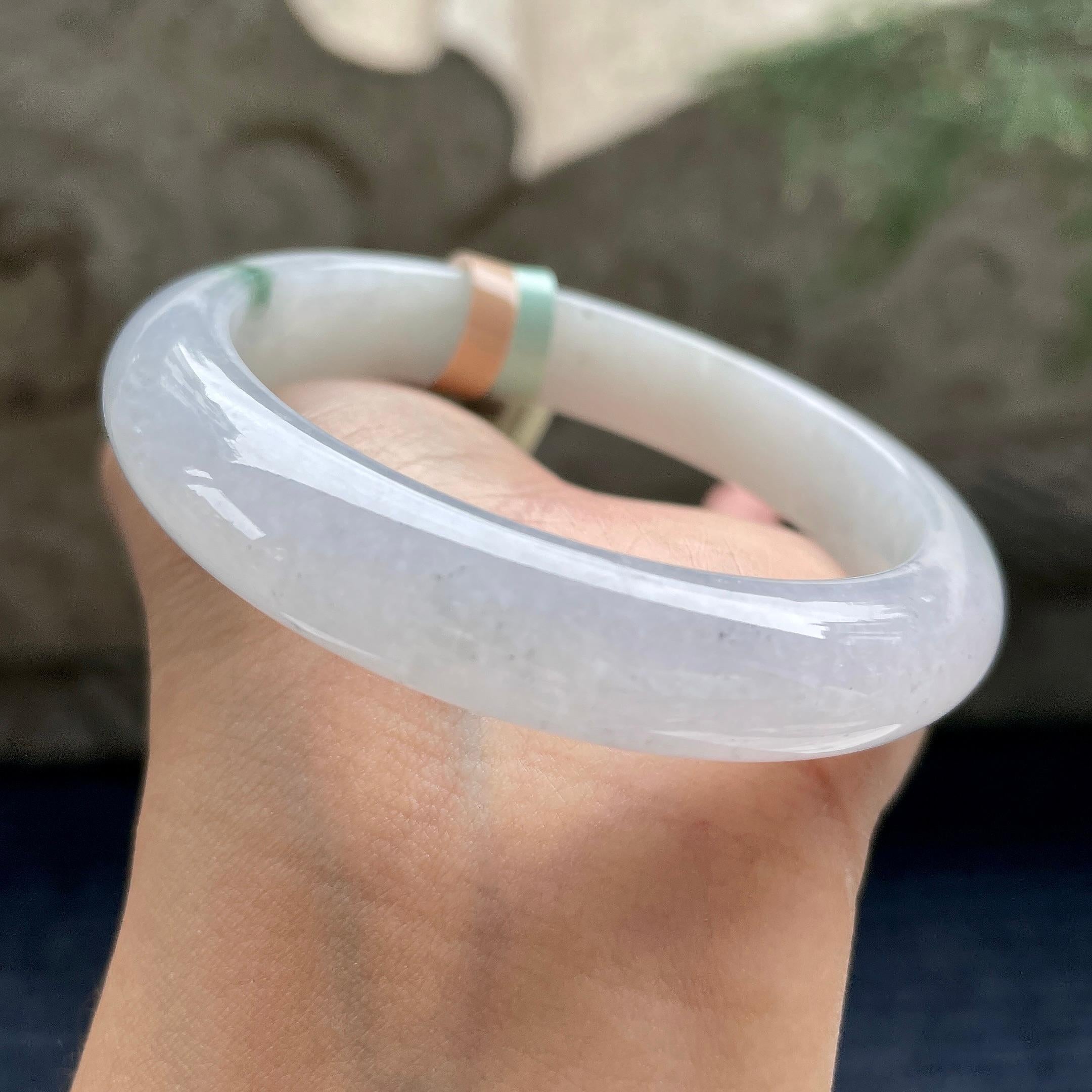 细糯种乌鸡飘花正圈平安镯57圈         天然缅甸A货翡翠（yc405543）