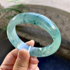 糯冰种飘花宽版轮胎手镯（58.7mm）（yc264086）