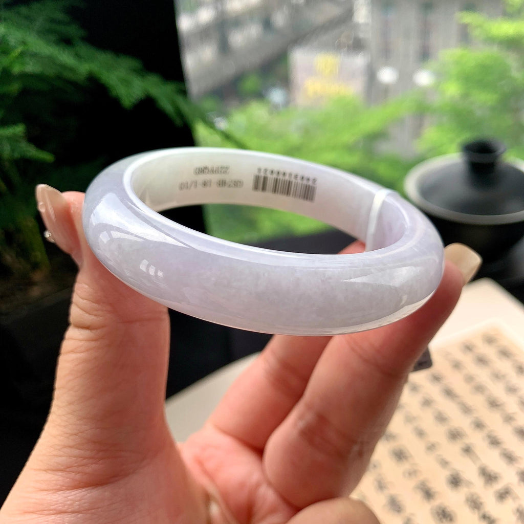 细糯种淡春彩正圈平安镯 53.2圈口 天然缅甸A货翡翠（yc473082）