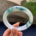 细糯种飘蓝花正圈平安镯 57.6圈口 天然缅甸A货翡翠（yc352947）