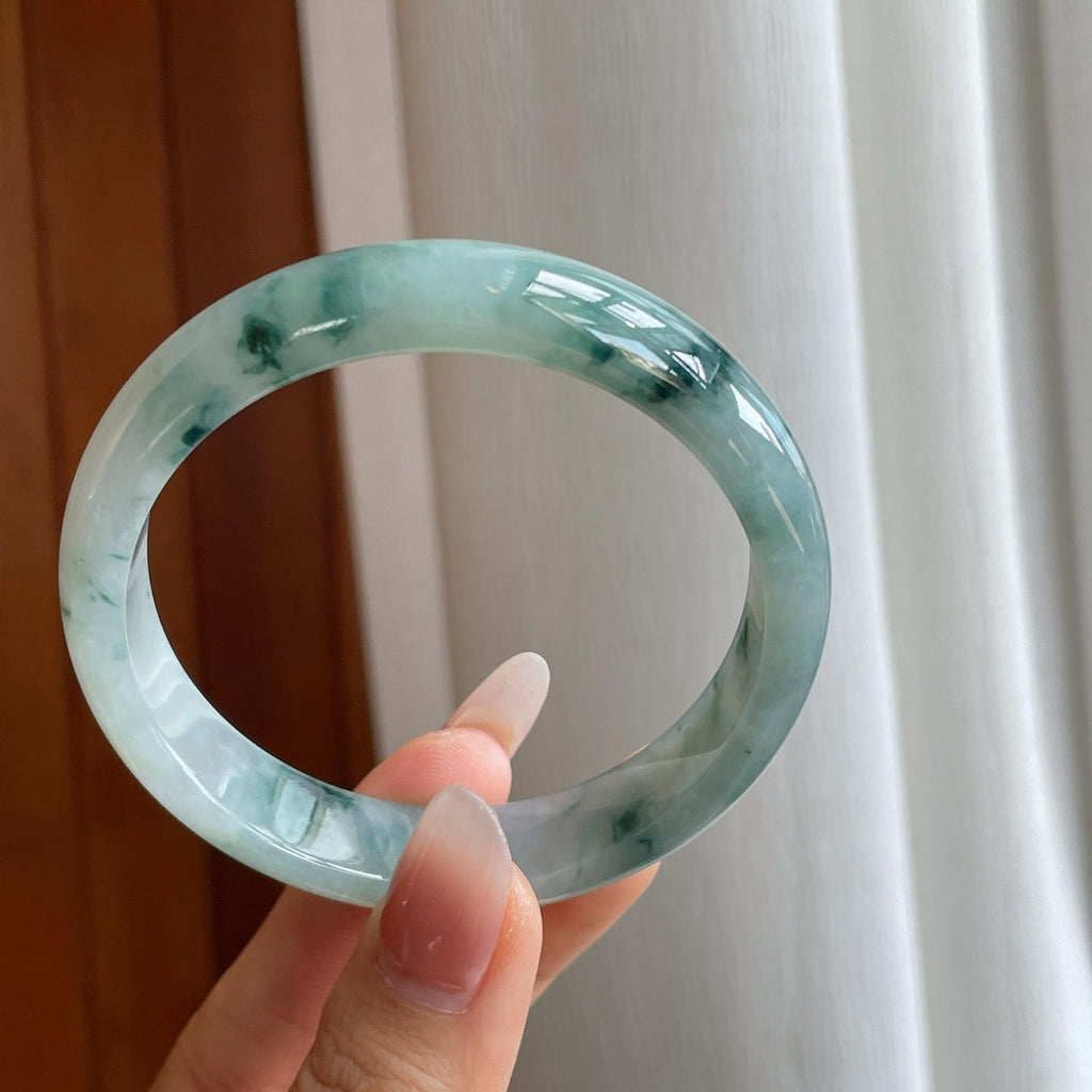糯冰飘花翡翠平安镯（57.5mm）（yc311289）
