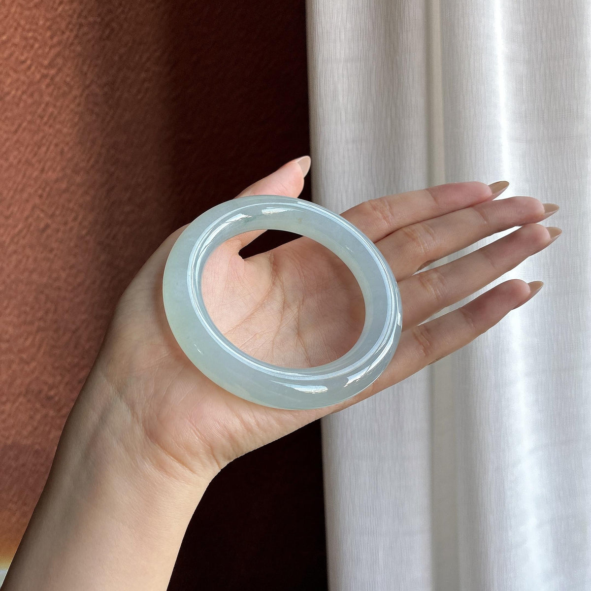 冰种晴底圆条手镯 55圈（yc760027）