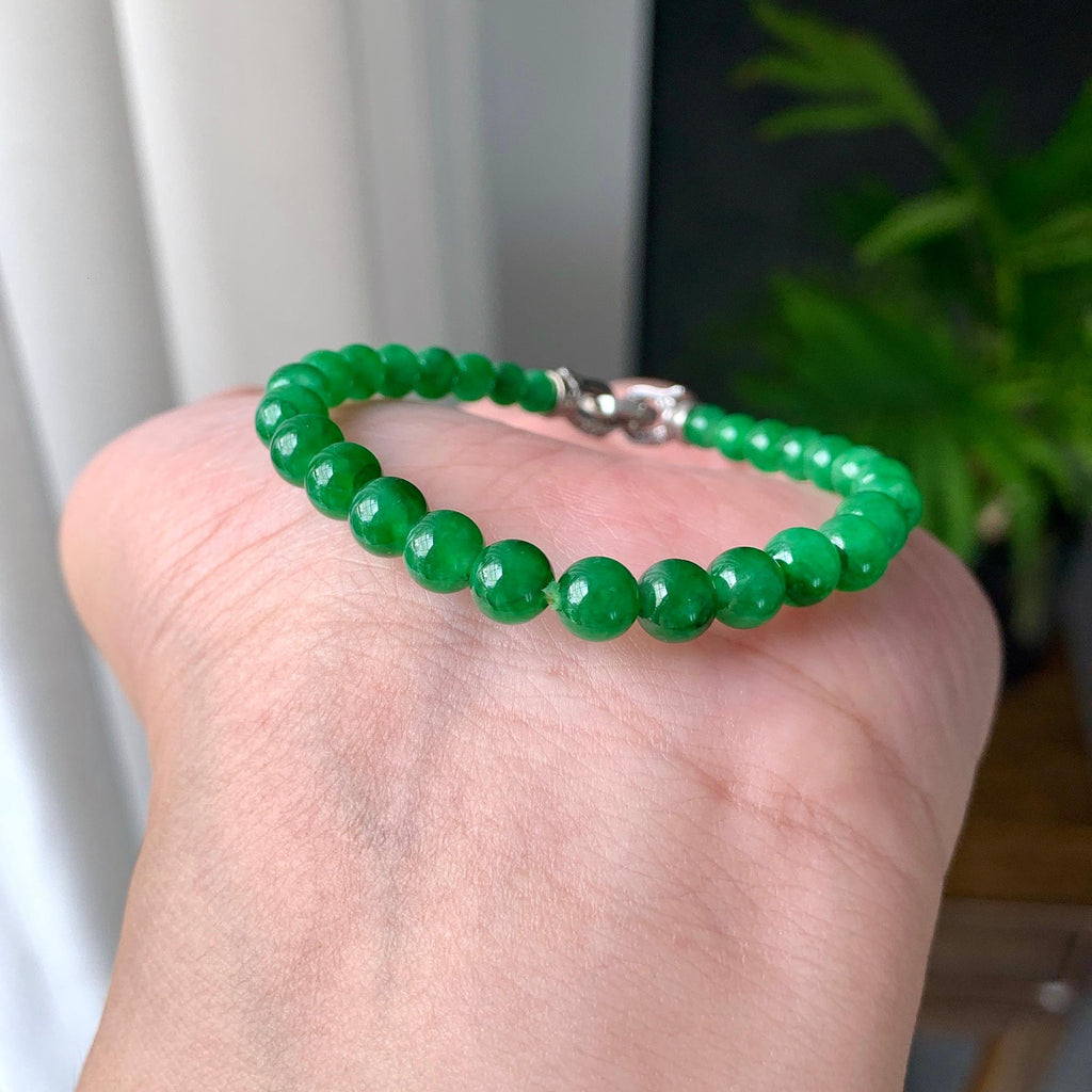 糯冰种满绿小米珠手链（yc221409）