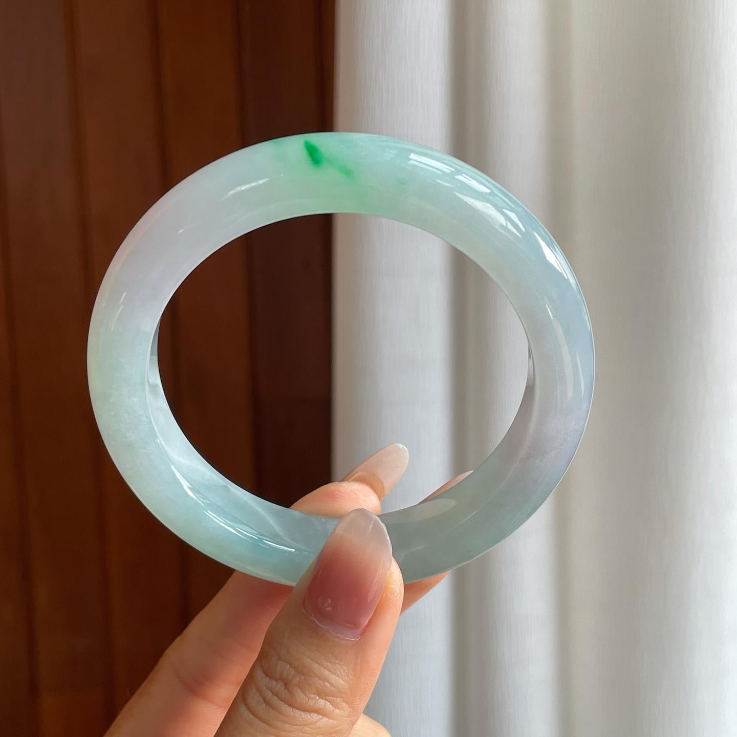 糯冰带色翡翠平安镯（60mm）（yc312316）