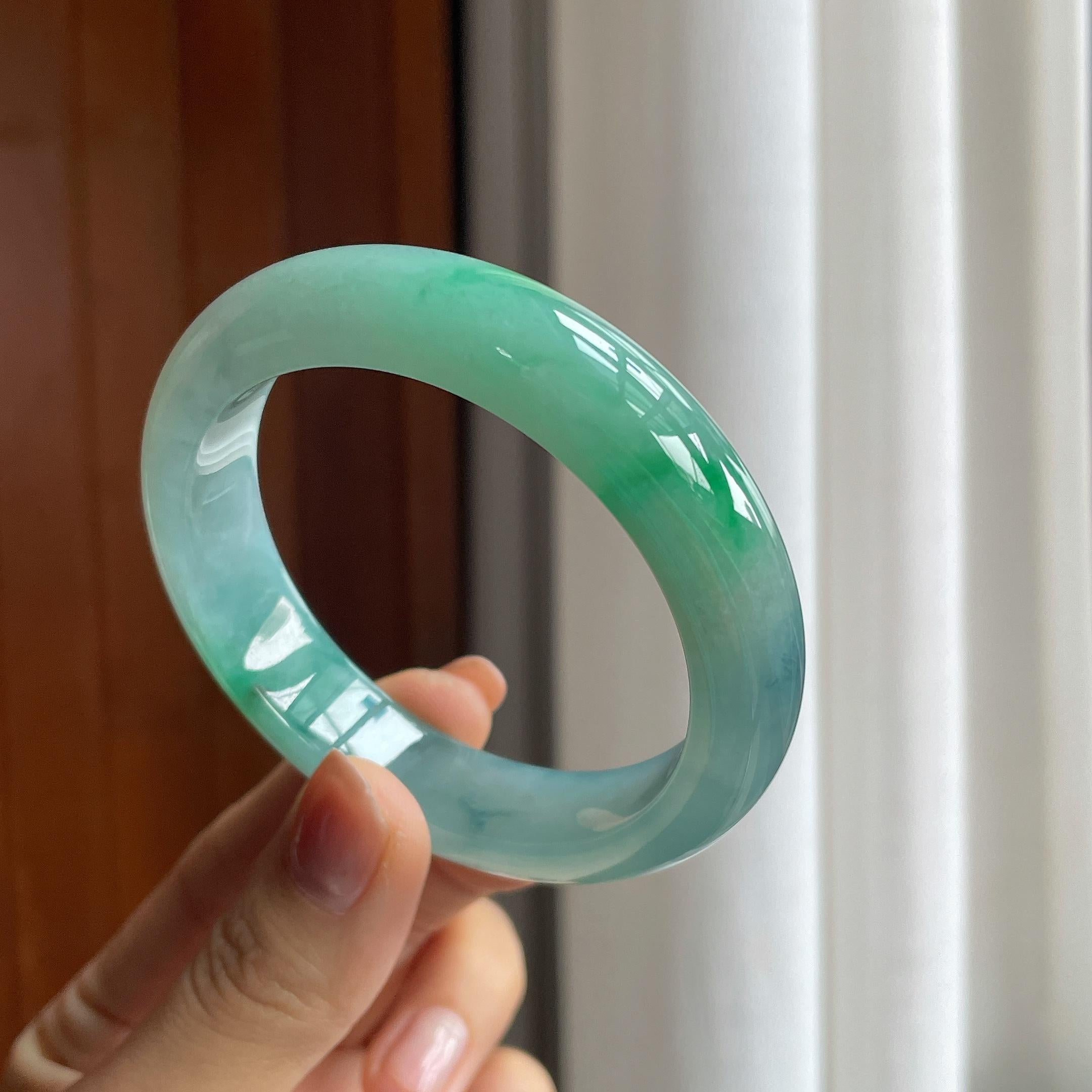 糯冰特色翡翠平安镯（54.5mm）（yc286479）