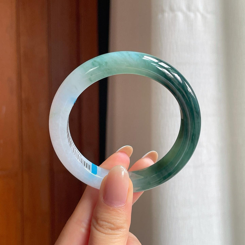 糯冰半山半水翡翠平安镯（54.2mm)（yc374242）
