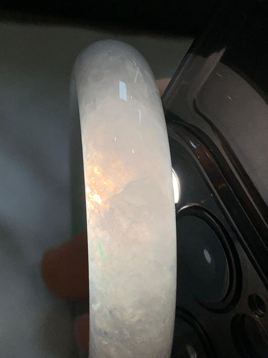糯冰种白底飘花贵妃手镯（55mm）（yc305699）