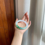 冰种飘花翡翠圆条手镯（57.7mm）（yc284546）