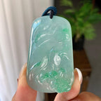 冰种飘绿山水牌挂件（yc246701）