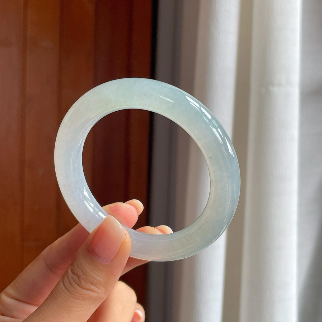冰种带底色翡翠圆条手镯（53mm）（yc407550）