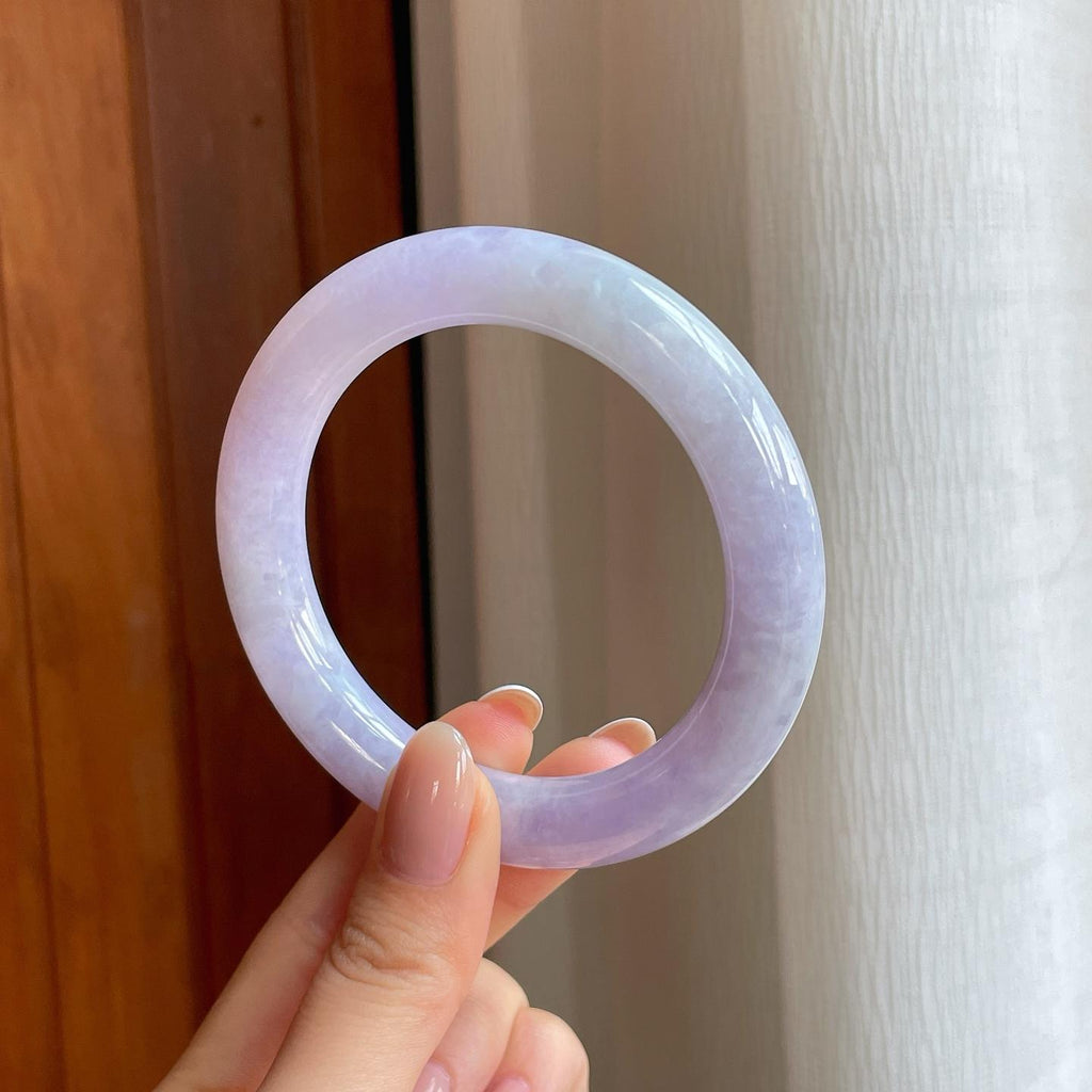 糯冰紫罗兰翡翠圆条手镯（56.8mm)（yc373956）