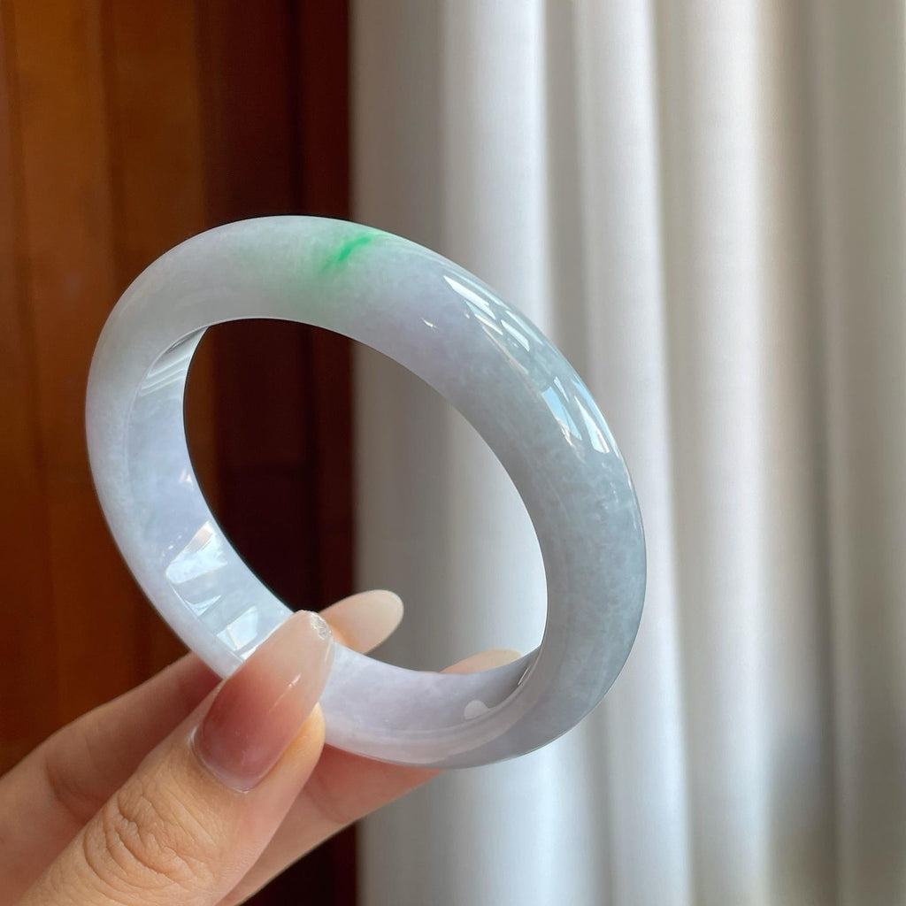 糯冰带色翡翠平安镯（56.5mm）（yc264148）