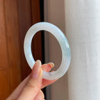 糯冰飘花翡翠圆条手镯（51mm)（yc412139）