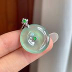 18k金扣冰种晴底翡翠平安扣（yc269045）