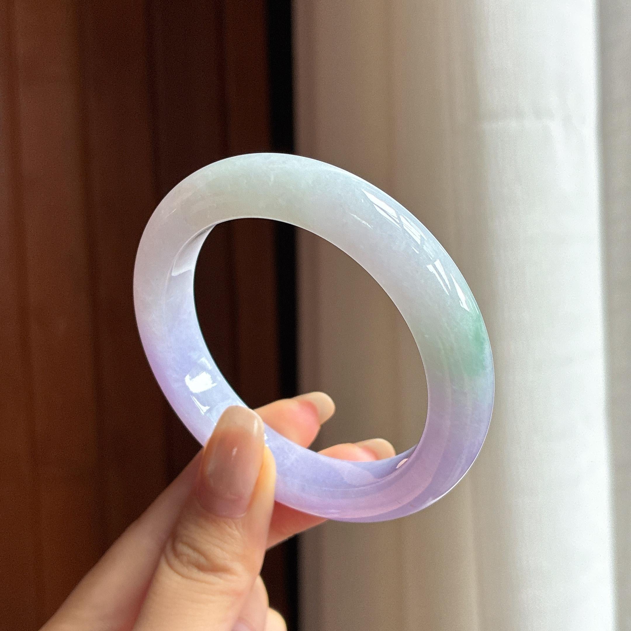 糯冰紫罗兰特色正圈平安镯 54圈 天然缅甸A货翡翠（yc455092）