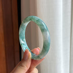 糯冰飘花翡翠平安镯（57.4mm)（yc424340）