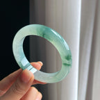 冰种飘花翡翠平安镯（53.8mm）（yc403434）