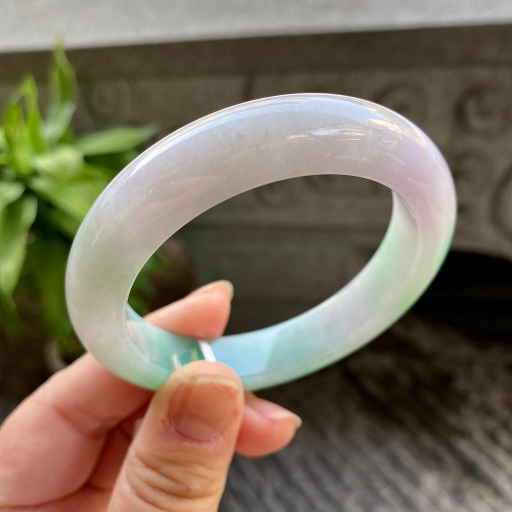 细糯种白底青平安镯（55.8mm）（yc311011）