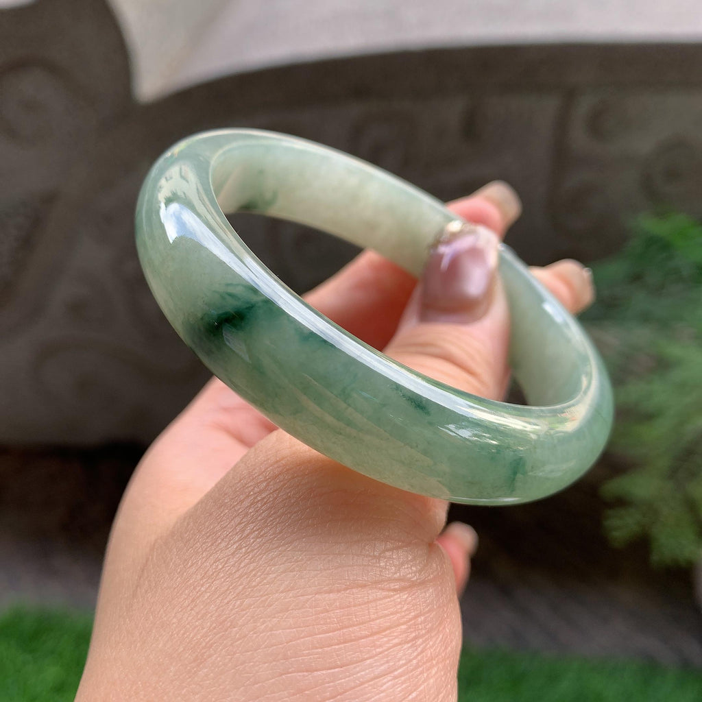 细糯种油青飘花平安镯（56.4mm）（yc293332）