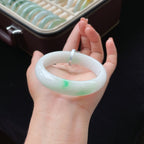 细糯白底青翡翠手镯（57.8mm）（yc017176）