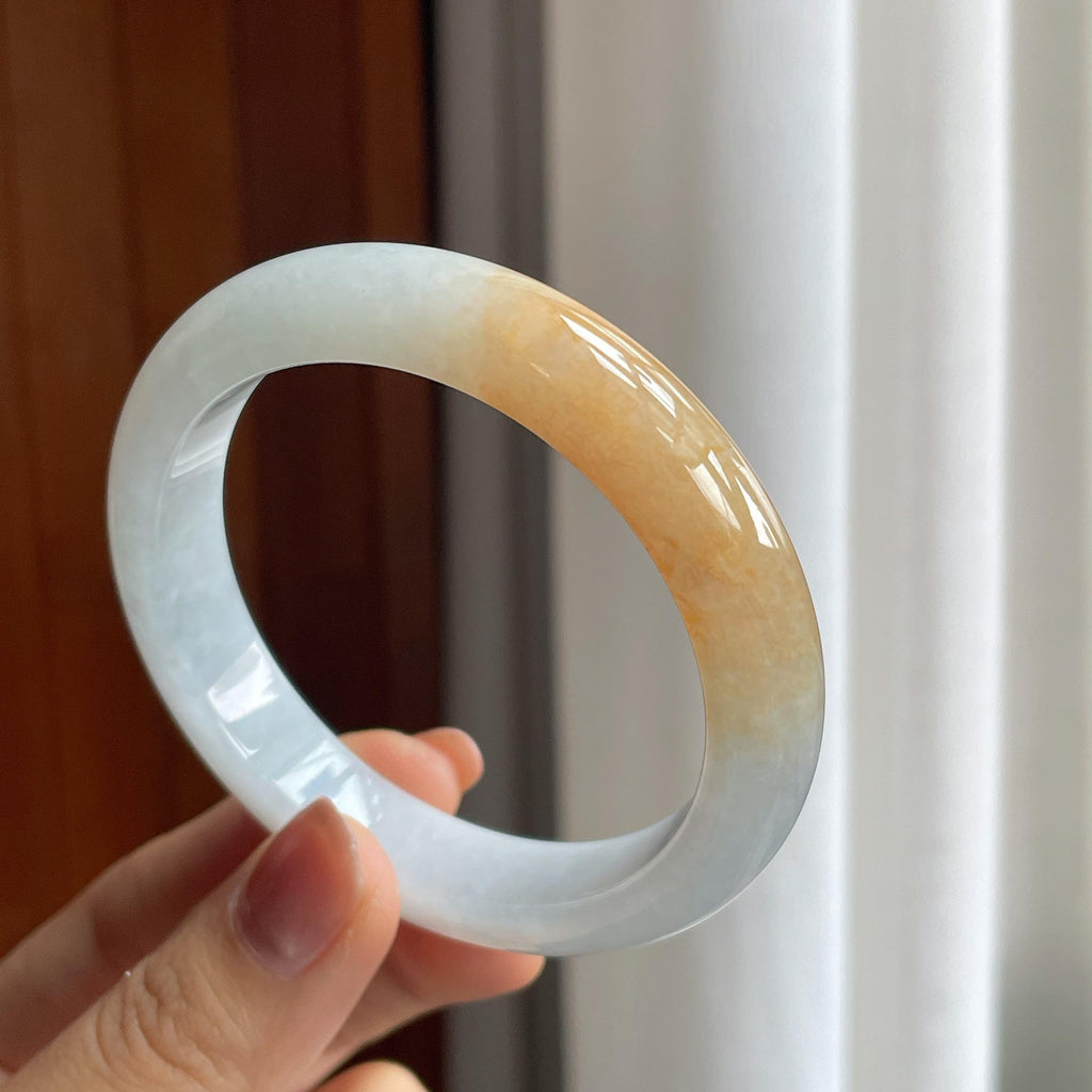糯冰黄翡翡翠平安镯（55.5mm）（yc286481）