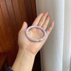 糯冰紫底飘黄翡翠圆条手镯（54mm）（yc313909）
