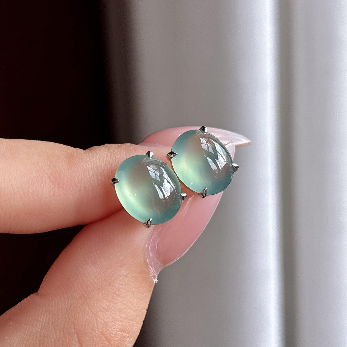 18K金镶冰种晴水耳钉（yc753514）