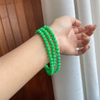 糯冰阳绿翡翠珠串项链（yc363636）