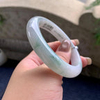 细糯种飘绿花正圈平安镯  56.7圈口  天然缅甸A货翡翠（yc433632）