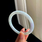糯冰淡春底翡翠圆条手镯（56.3mm)（yc342195）