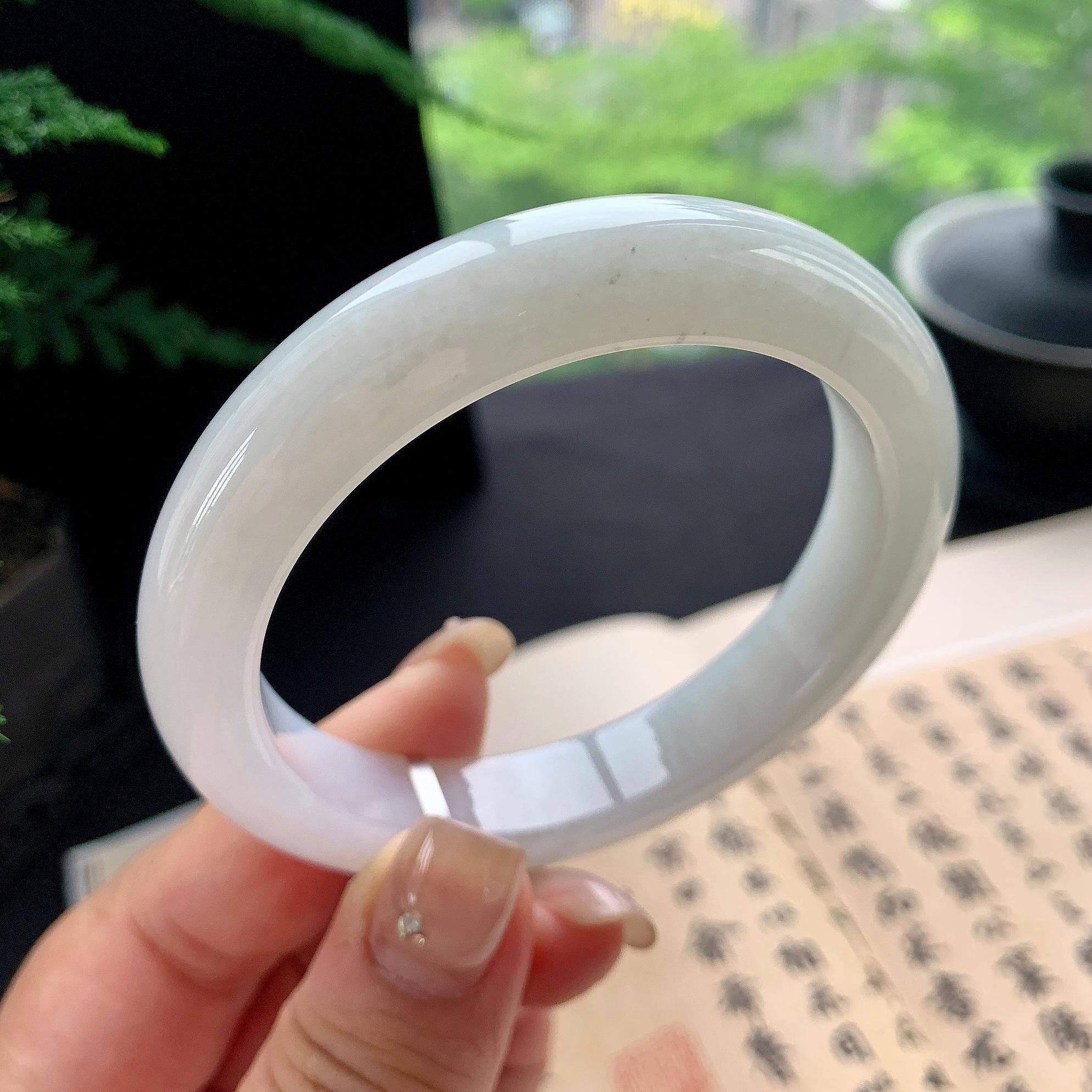 细糯种无色正圈平安镯 57圈口 天然缅甸A货翡翠（yc473091）