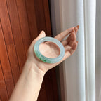 冰种飘花圆条手镯 55圈 天然缅甸A货翡翠（yc456776）