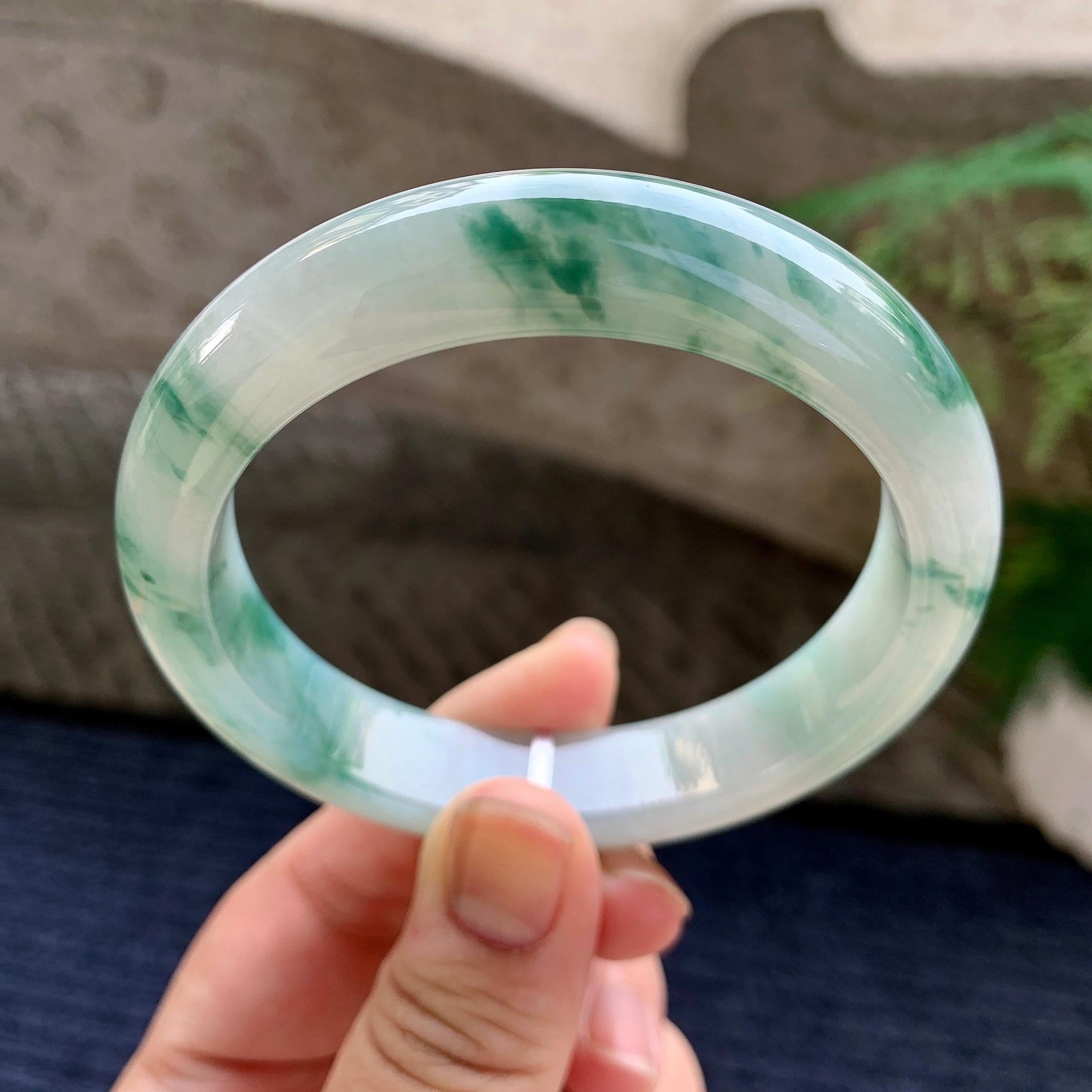 细糯种飘花平安镯（59.2mm）（yc233899）