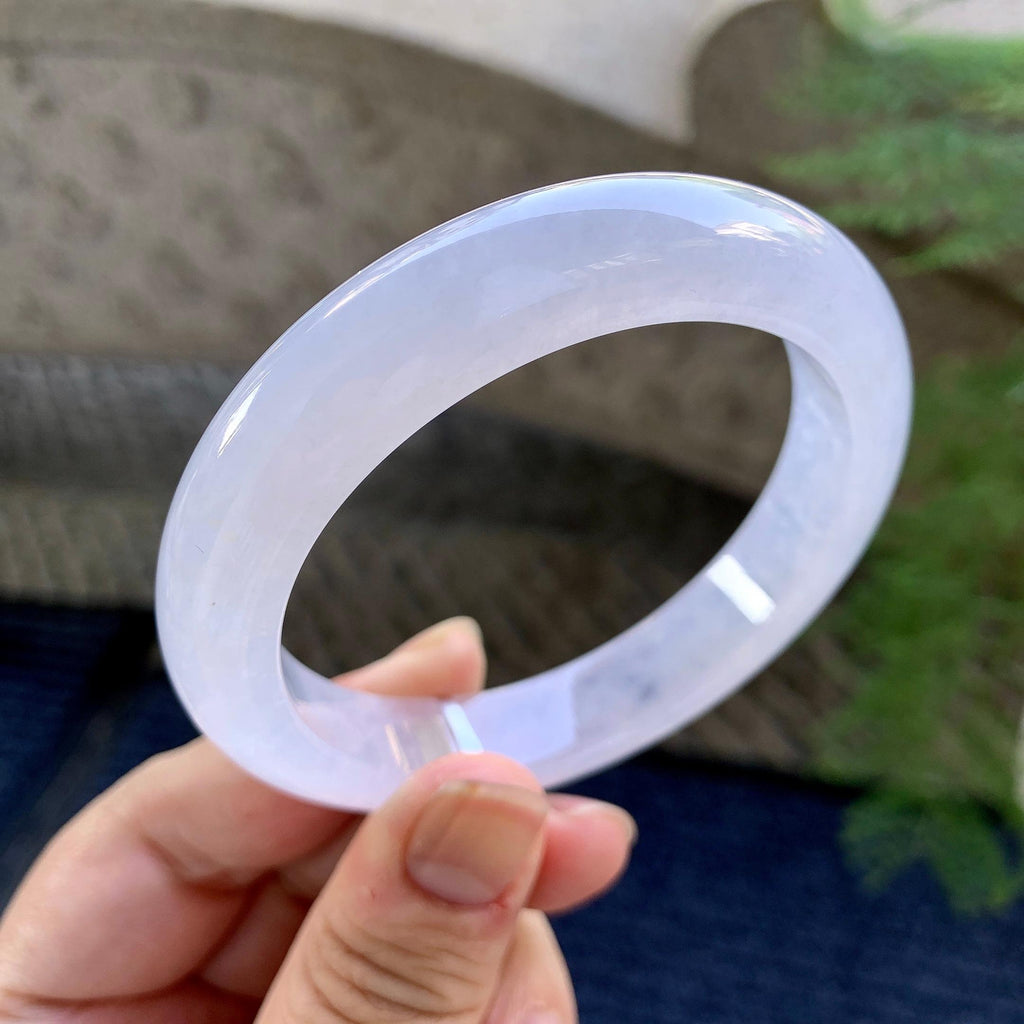 糯冰种淡紫罗兰平安镯（57mm）（yc249436）