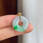 18k金扣糯冰飘绿花翡翠甜甜圈（yc251742）