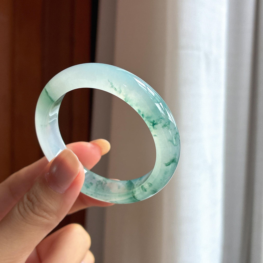 冰种贵妃飘花翡翠手镯（53mm）（yc418436）