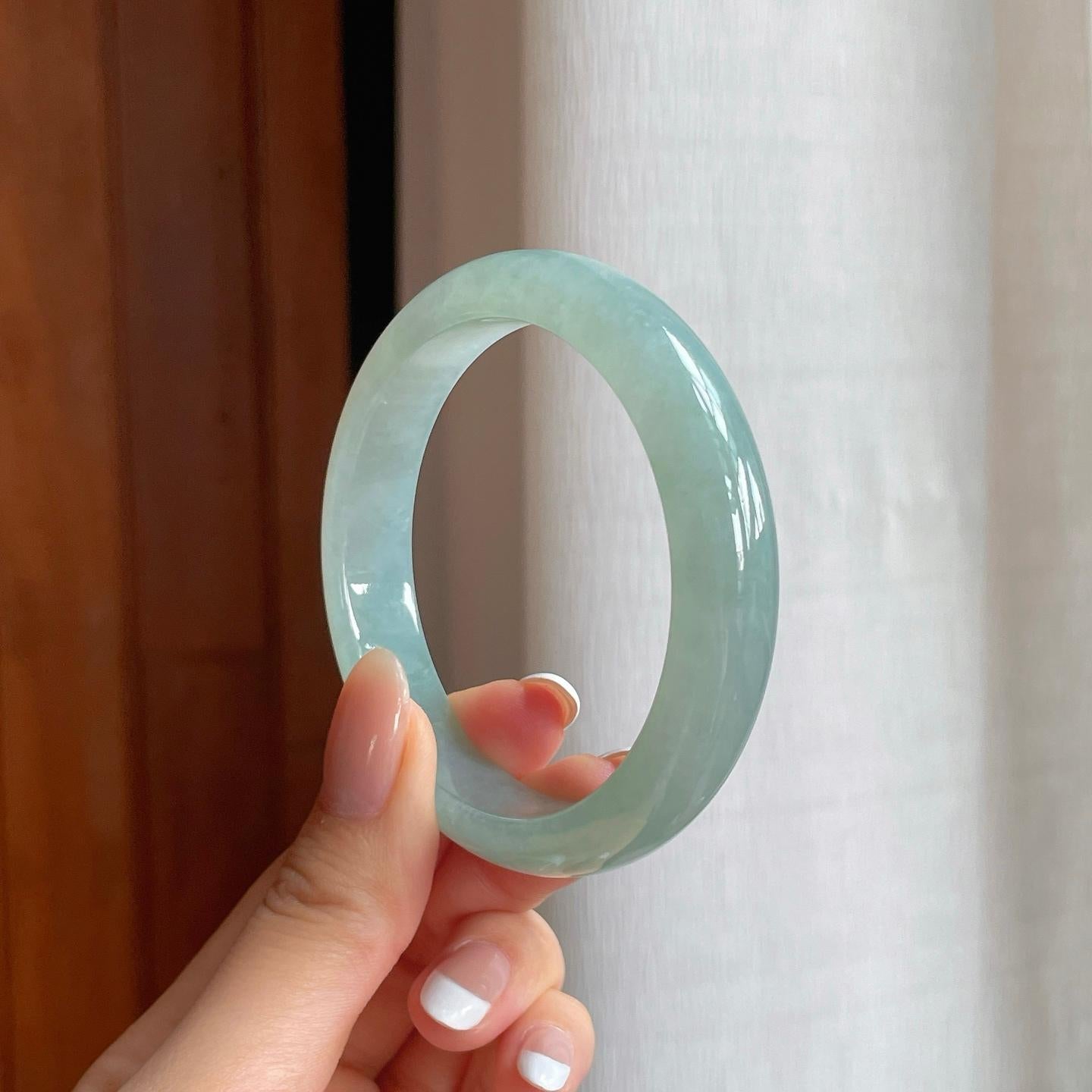 糯冰晴底翡翠平安镯（55.2mm)（yc374789）