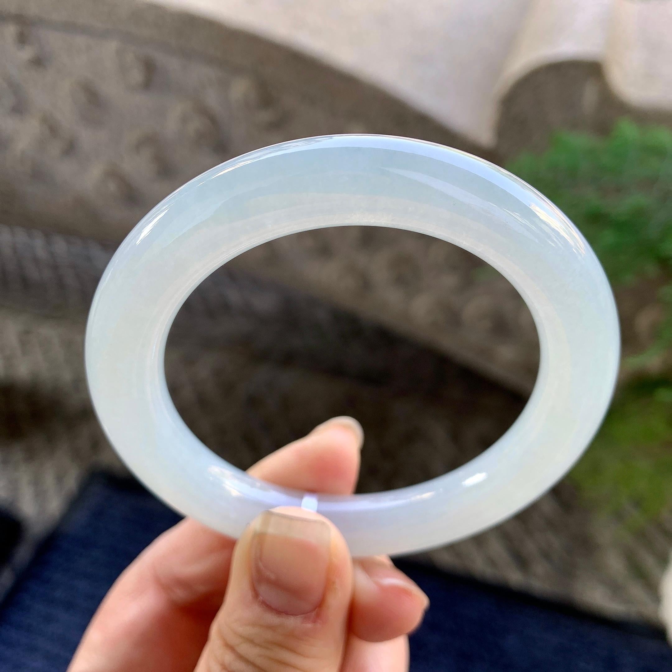 糯冰种无色圆条手镯（52.2mm）（yc305702）