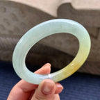 细糯种晴底黄翡圆条手镯 56.8圈口 天然缅甸A货翡翠（yc345049）