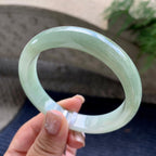 大圈口  细糯种晴底正圈平安镯  61圈口  天然缅甸A货翡翠（yc444705）