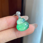 18k金镶冰种带色翡翠葫芦（yc241806）