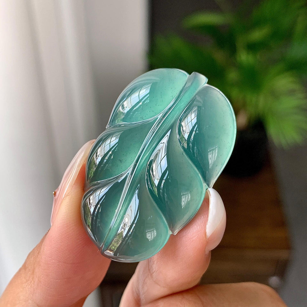 冰种淡蓝水叶子挂件（yc248219）