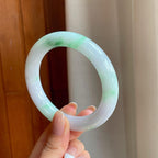 糯冰带色翡翠圆条手镯（57.3mm)（yc373950）