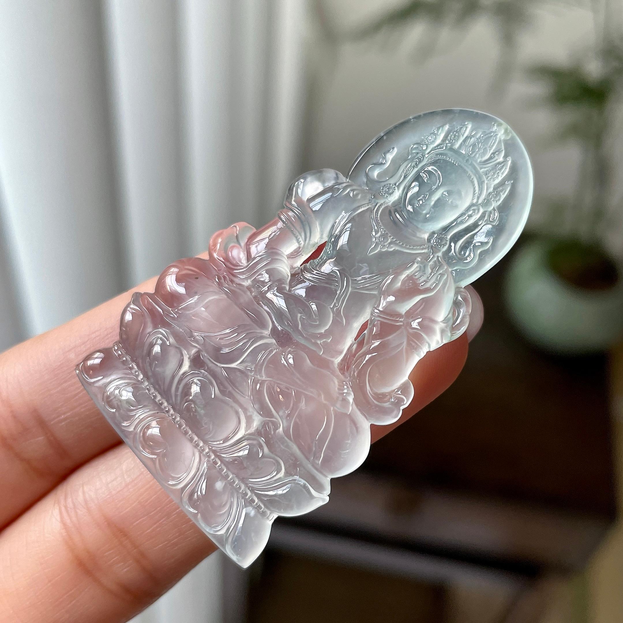 冰种淡晴水度母挂件（yc312575）