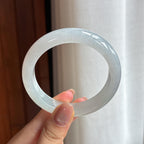 糯冰淡底色翡翠平安镯（55.7mm)（yc424327）