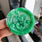 细糯种满绿龙凤牌挂件（yc214667）