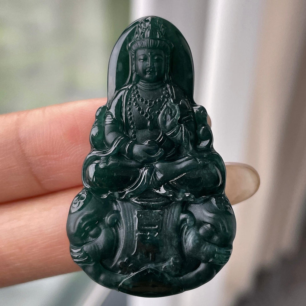 细糯种墨翠观音挂件（yc351360）